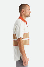 Load image into Gallery viewer, Shield Boxy S/S Polo Knit - Off White/Tan