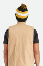 Load image into Gallery viewer, Kit Pom Beanie - Black/Off White/Bright Gold