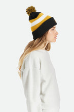 Load image into Gallery viewer, Kit Pom Beanie - Black/Off White/Bright Gold