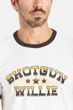 Load image into Gallery viewer, Willie Nelson Shotgun S/S Ringer Tee - White
