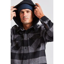 Load image into Gallery viewer, BOWERY HOOD L/S FLANNEL - BLACK/HEATHER GREY

