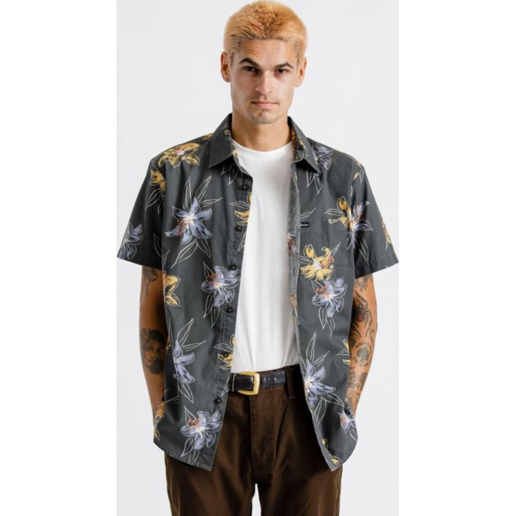 Charter Print S/S Woven - Washed Black/Honey