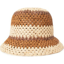 Load image into Gallery viewer, Essex Raffia Bucket Hat - Black/White/Sunset
