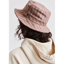 Load image into Gallery viewer, HARDY WOMENS BUCKET HAT - MAROON STRIPE
