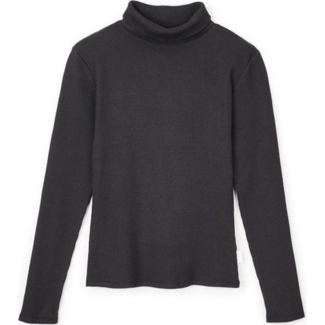 ASHLEY L/S TURTLENECK - BLACK/WHITE