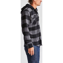 Load image into Gallery viewer, BOWERY HOOD L/S FLANNEL - BLACK/HEATHER GREY
