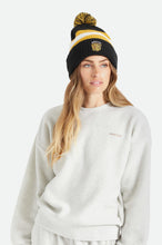 Load image into Gallery viewer, Kit Pom Beanie - Black/Off White/Bright Gold
