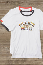 Load image into Gallery viewer, Willie Nelson Shotgun S/S Ringer Tee - White
