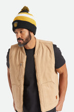 Load image into Gallery viewer, Kit Pom Beanie - Black/Off White/Bright Gold
