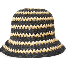 Load image into Gallery viewer, Essex Raffia Bucket Hat - Black/White/Sunset
