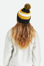 Load image into Gallery viewer, Kit Pom Beanie - Black/Off White/Bright Gold
