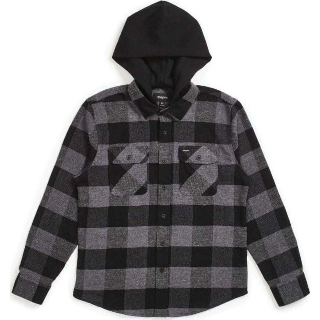 BOWERY HOOD L/S FLANNEL - BLACK/HEATHER GREY